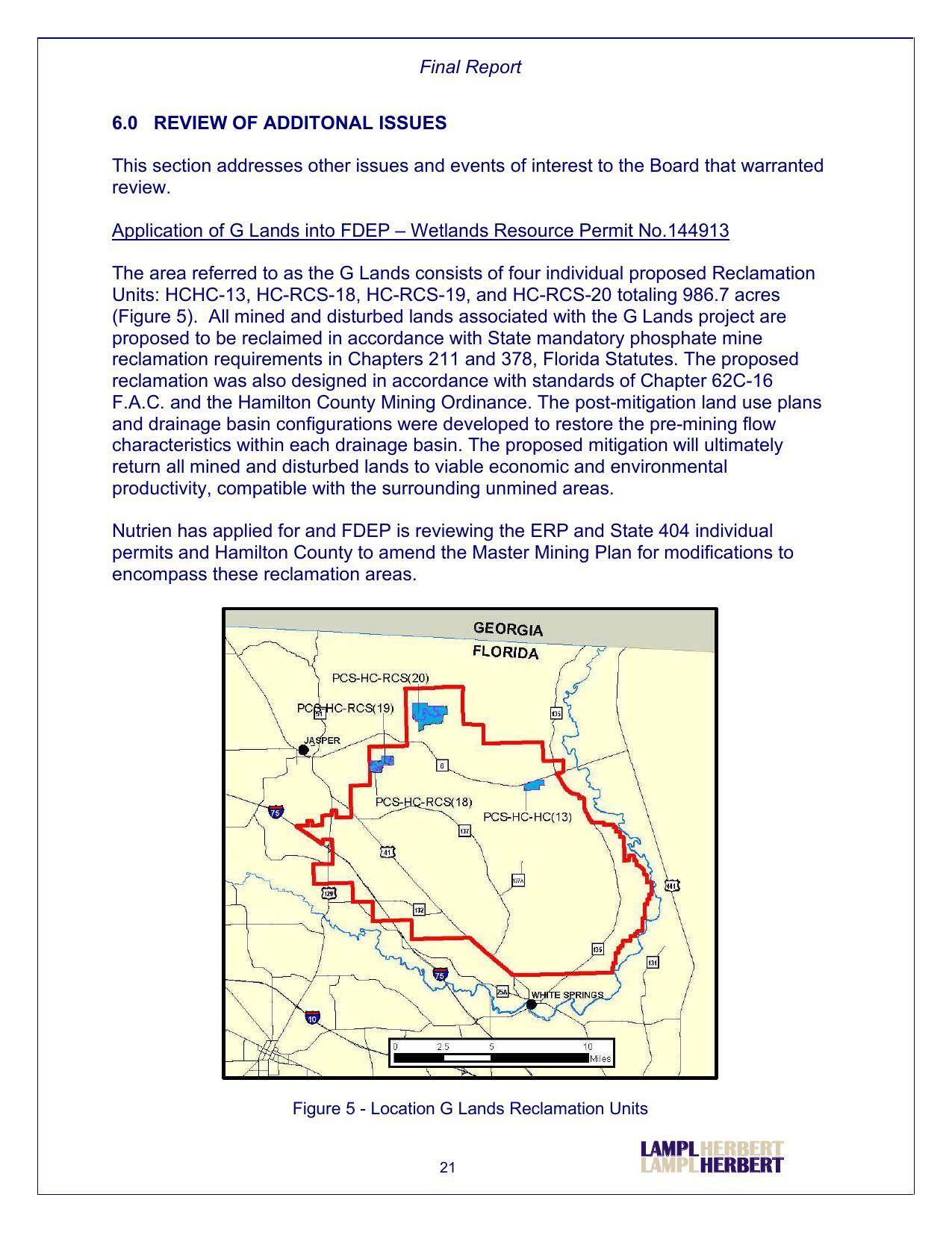 6.0 REVIEW OF ADDITONAL ISSUES; Figure 5 - Location G Lands Reclamation Units