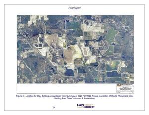 [Figure 6 - Location for Clay Settling Areas (taken from Summary of 2020 “CY2020 Annual Inspection of Waste Phosphatic Clay Settling Area Dikes” Ardaman & Associates)]