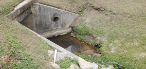 [Closeup, Ashley Street culvert, Two Mile Branch, 16:00:13, 30.8672240, -83.2858510]