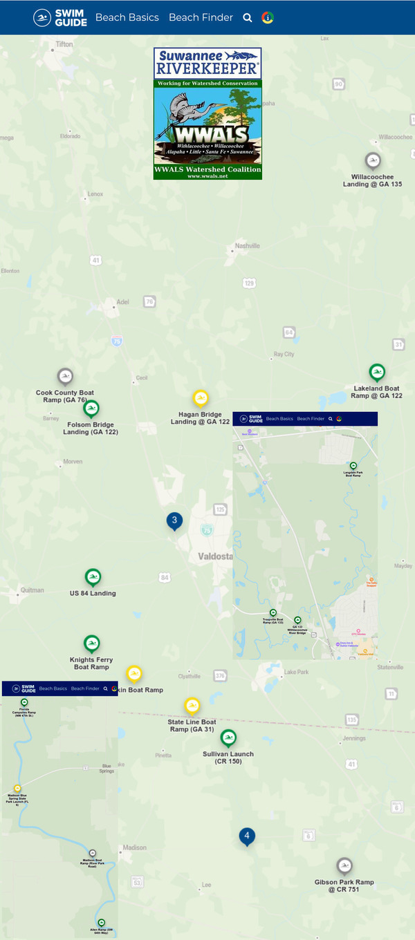 [Map: Clean Withlacoochee River, Swim Guide 2023-04-06]