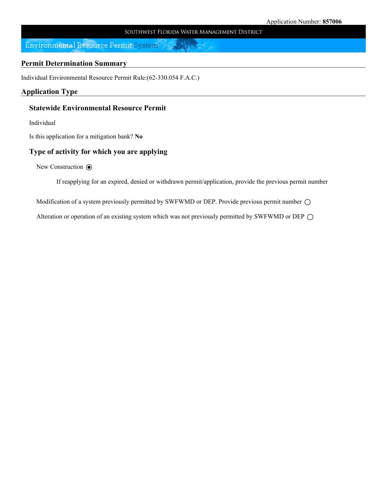 Permit Determination Summary