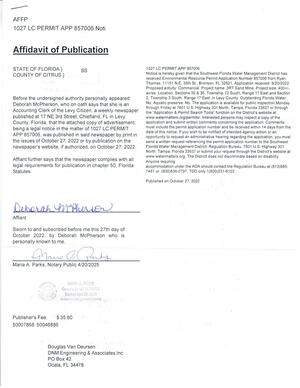 [Affidavit of Publication]