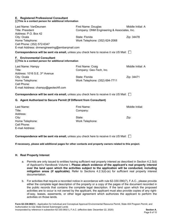 b. For activities that require a recorded notice in accordance with rule 62-330.090(7), F.A.C., please provide