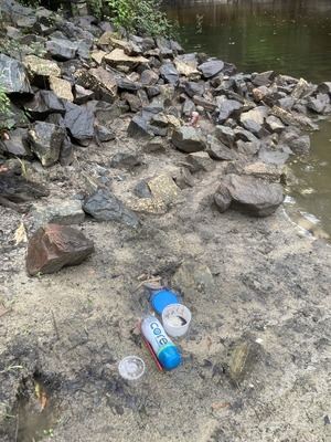 [Fishing trash at the Little River by Troupville Boat Ramp --GQ]