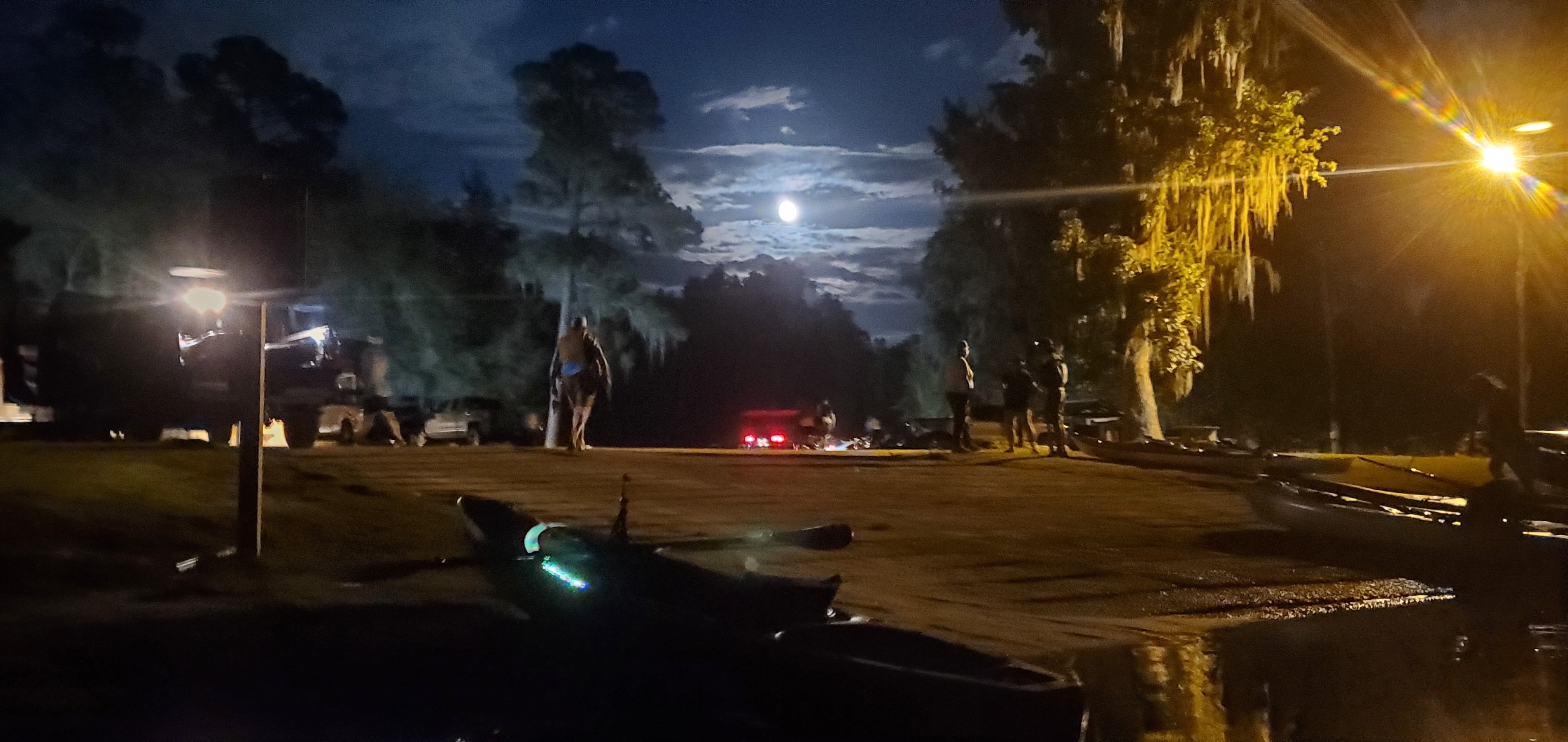 Moon over Banks Lake Boat Ramp