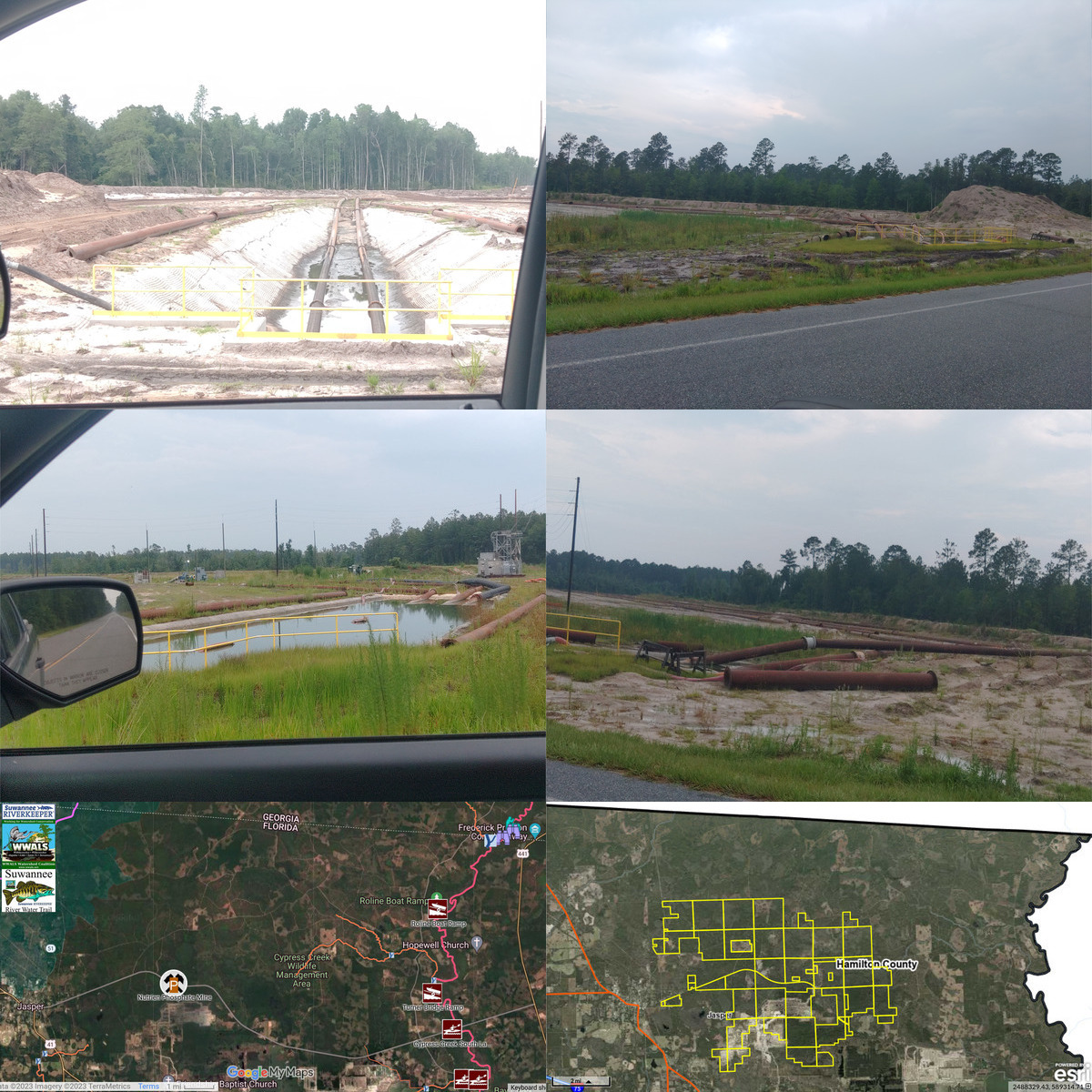 Collage, Nutrien Phosphate Mine across CR 6