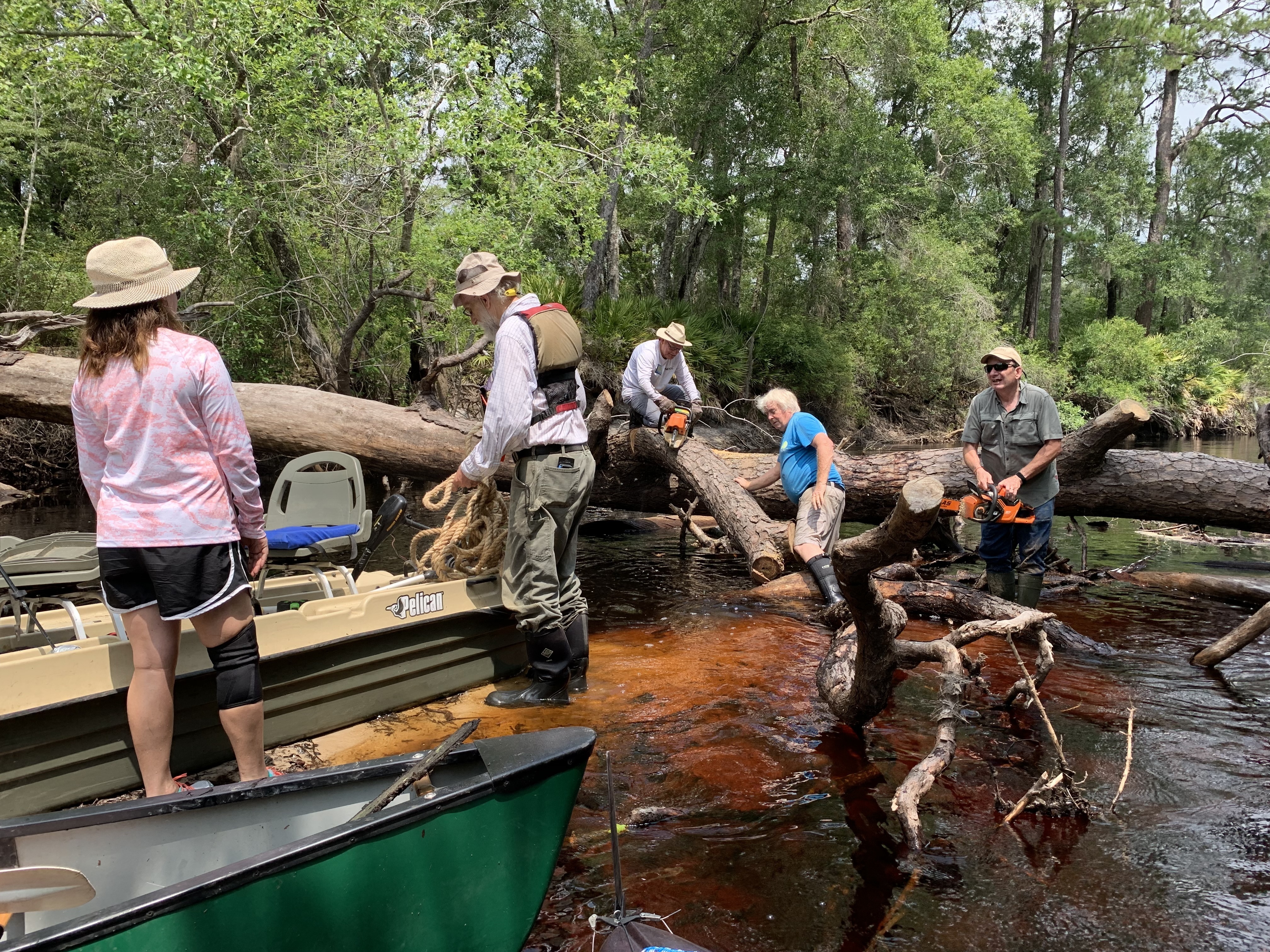 Sonia, jsq with ropes, TJ sawing Duck and Float Under, Phil Hubbard, Phil Royce --Shirley Kokidko 11:57:11