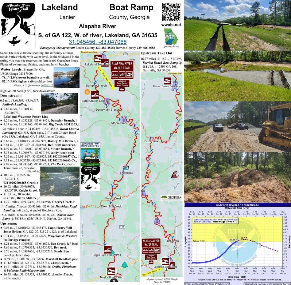 At-water ARWT sign, silt fences and turbidity curtain, Lakeland Boat Ramp, 2023-06-20