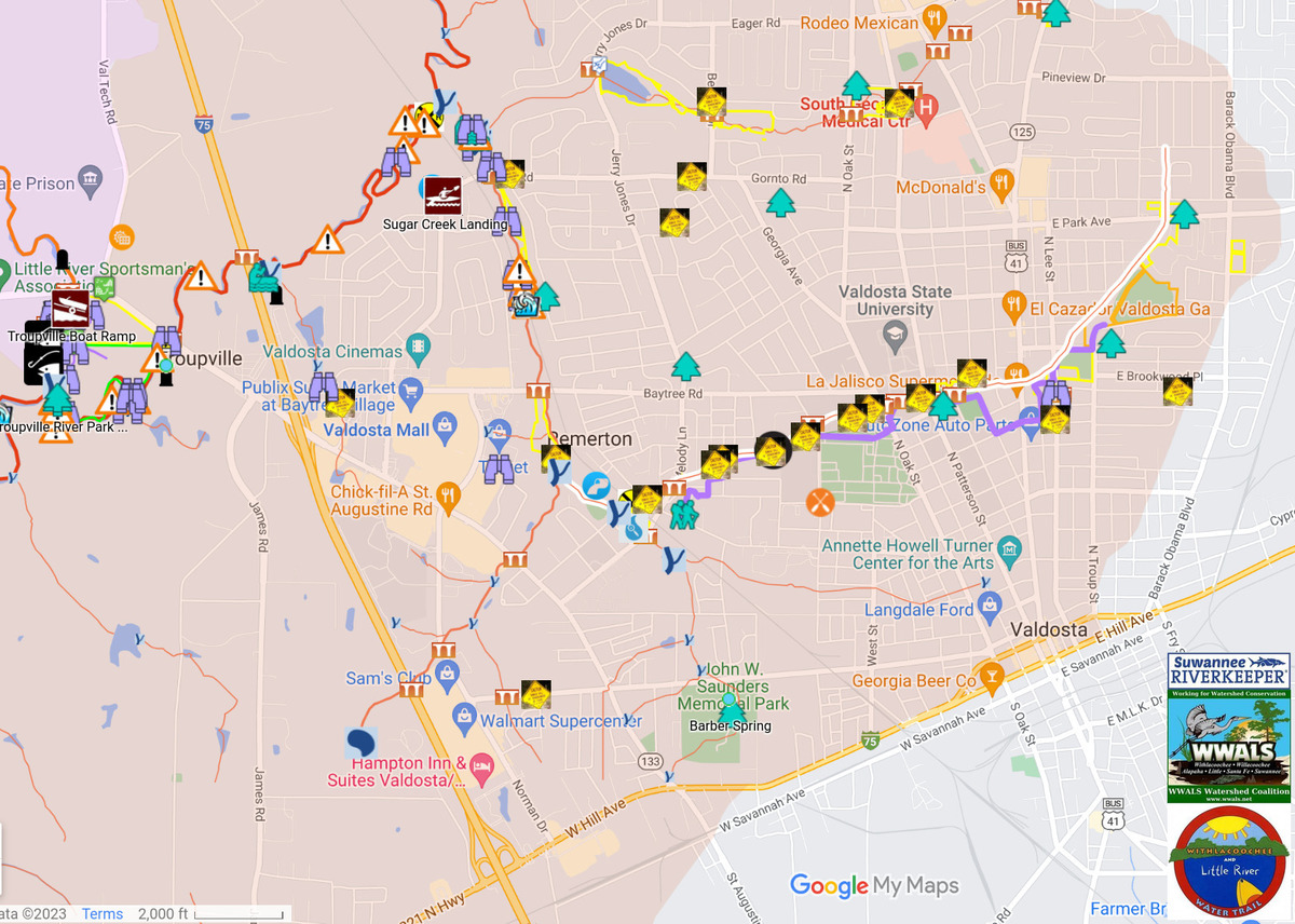 [Map: One Mile Branch, Sugar Creek, Withlacoochee River 2023-06-24]