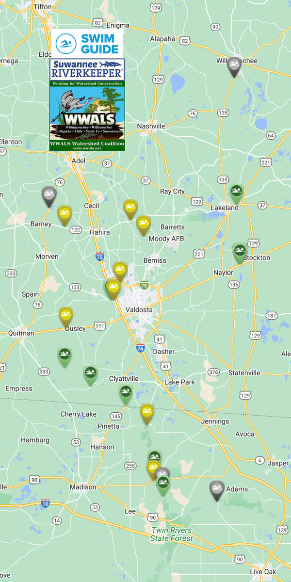 [Map: good Withlacoochee River, Swim Guide 2023-06-22]