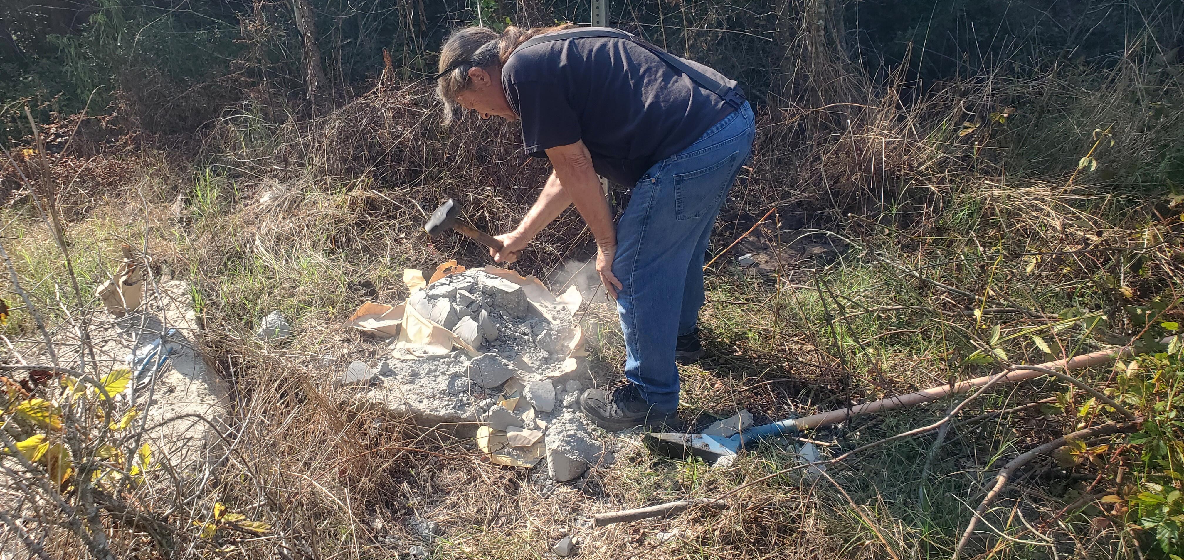 David Vedas breaking up Quikcrete