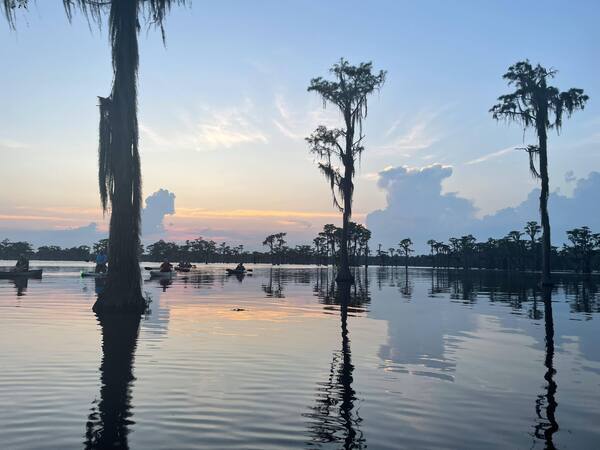 [Yellow sky and lake --Gee Edwards]