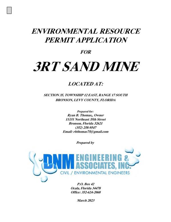 [ENVIRONMENTAL RESOURCE PERMIT APPLICATION FOR 3RT SAND MINE]