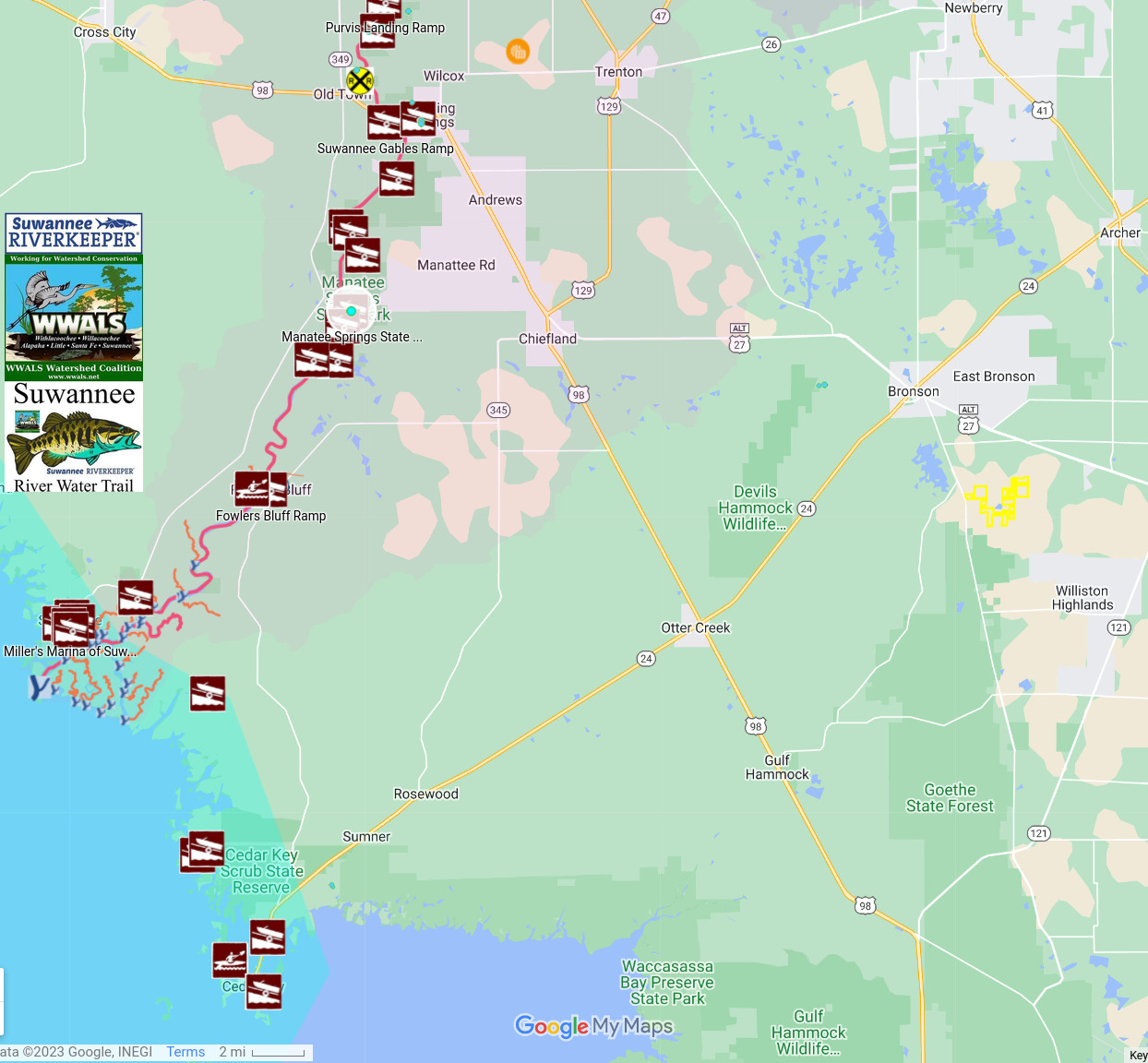 Street Map: 3RT Sand Mine and Manatee Spring in SRWT