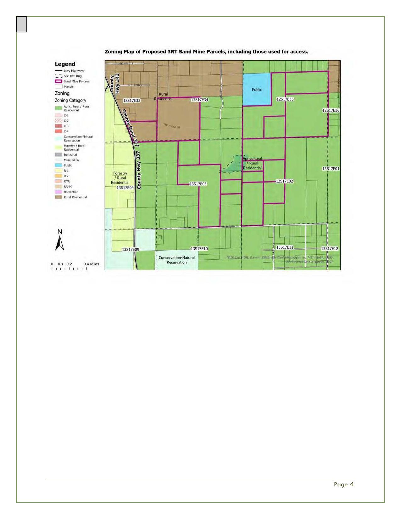 Zoning Parcel Map 3RT Sand Mine (mine parcels), including those used for access