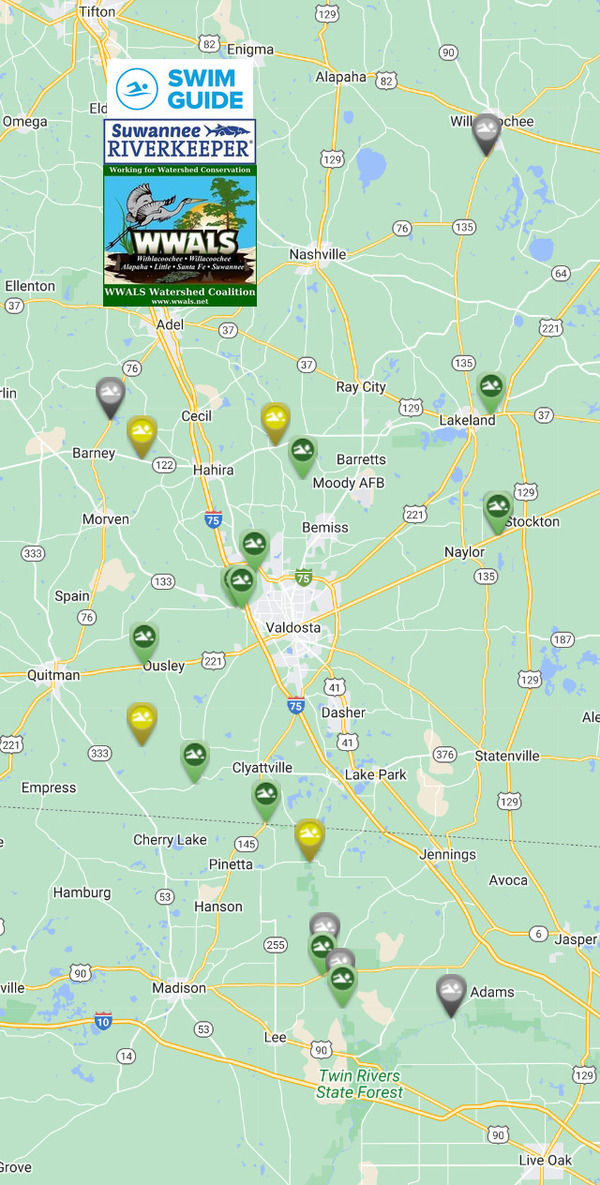 [Map: Clean Withlacoochee River, Swim Guide 2023-07-13]