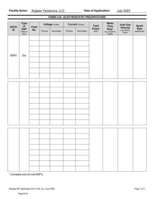 [FORM 3.03 -ELECTROSTATIC PRECIPITATORS]