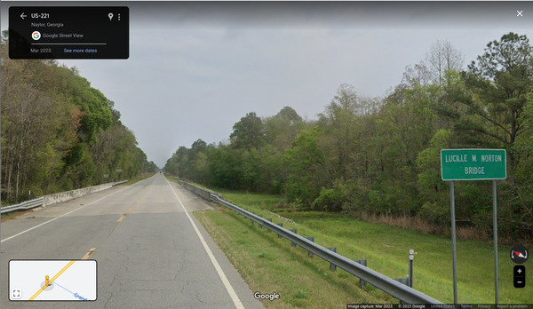 [Grand Bay Creek eastbound Lakeland Highway --Google Streetview]