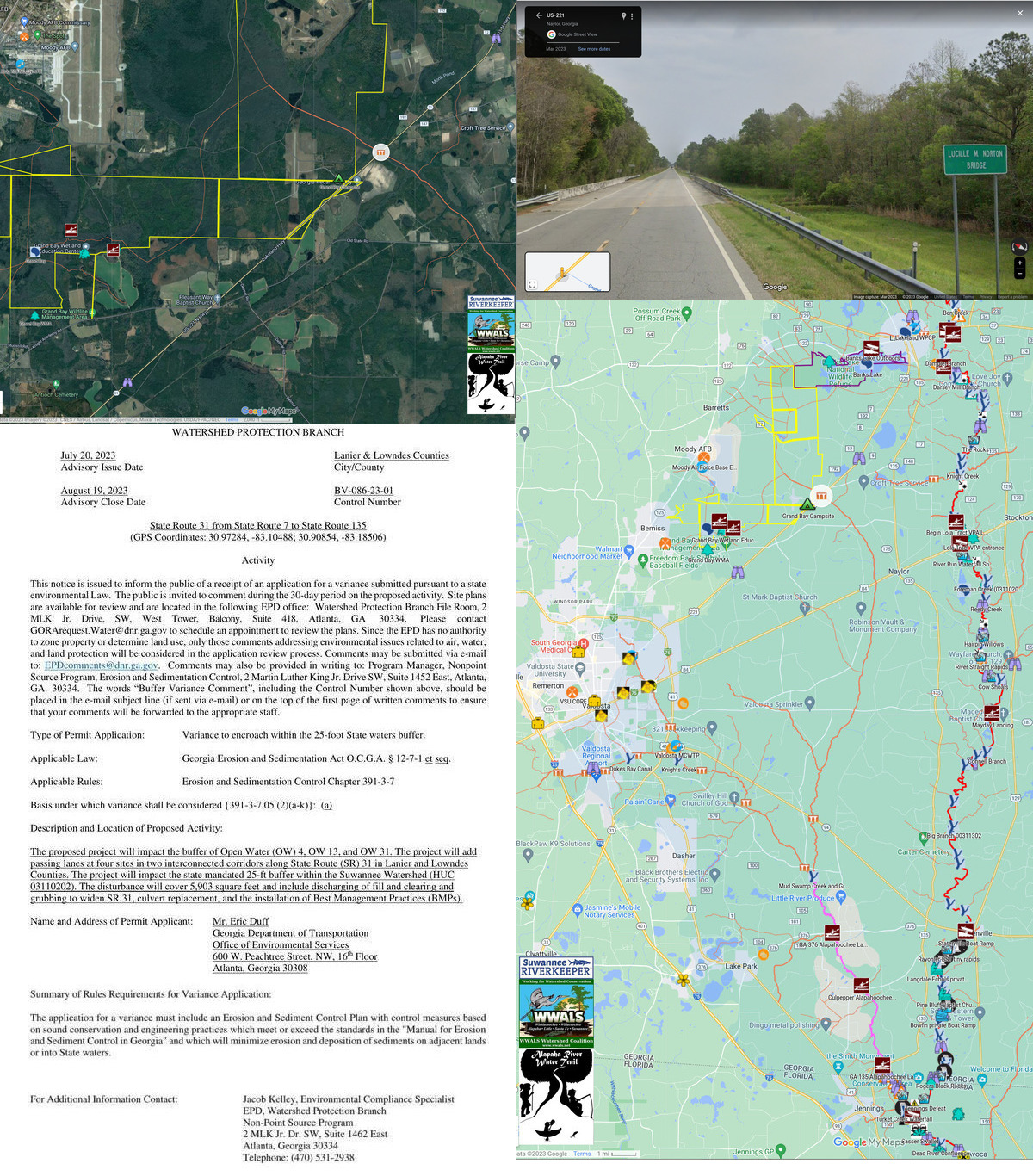 Map and Grand Bay Creek Bridge