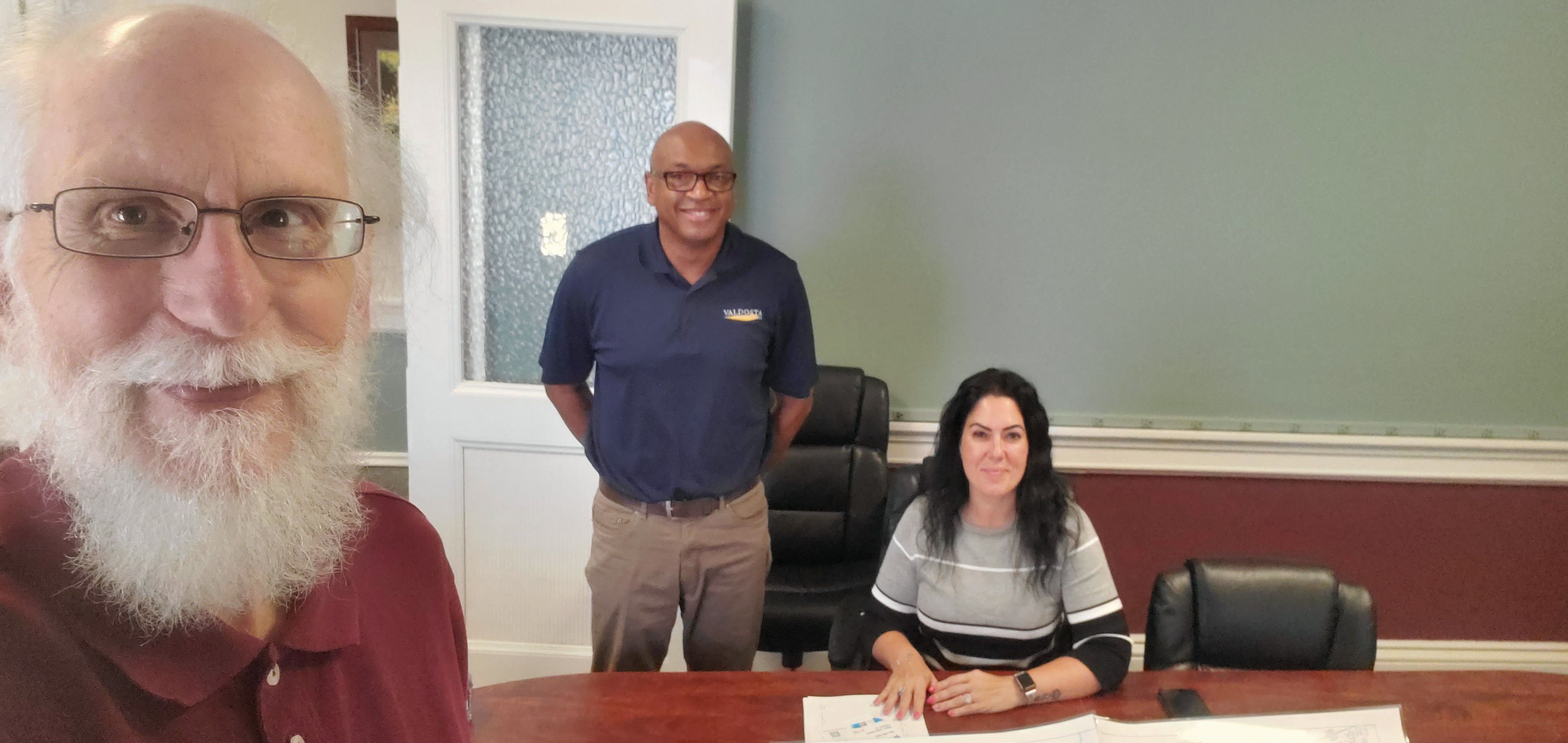 Valdosta City Manager Richard Hardy, Assistant City Manager Catherine Ammons, with Suwannee Riverkeeper John S. Quarterman