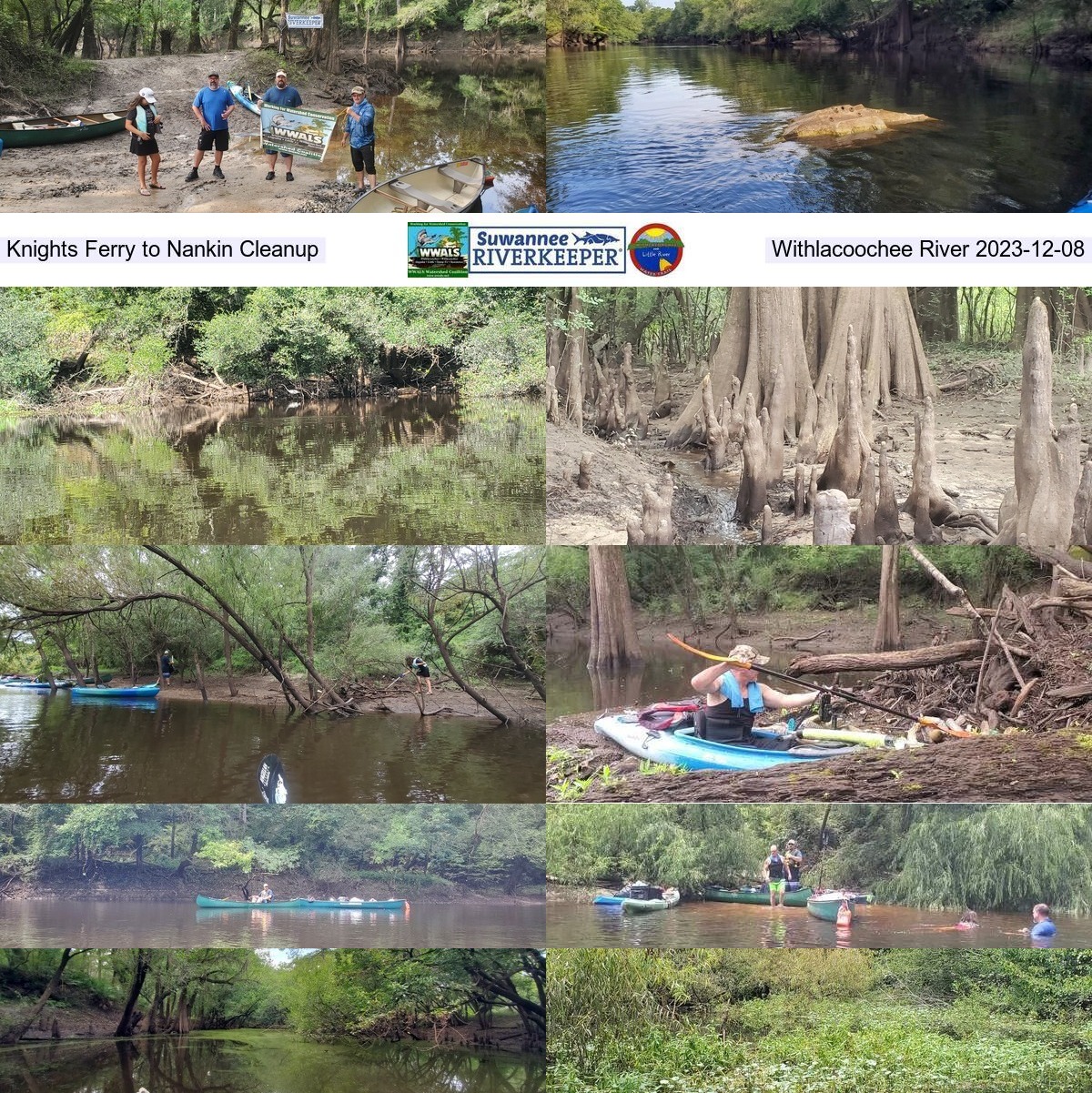 Trash canoes, trash pickers, creek, etc. KF to Nankin Cleanup, Withlacoochee River 2023-08-05