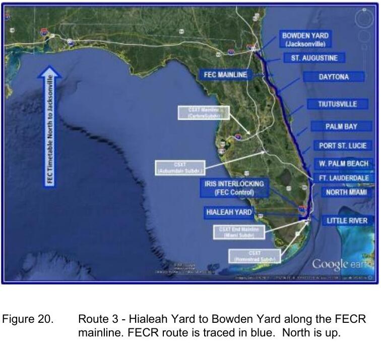 Hialeah to Bowden yard FECR mainline --FRA