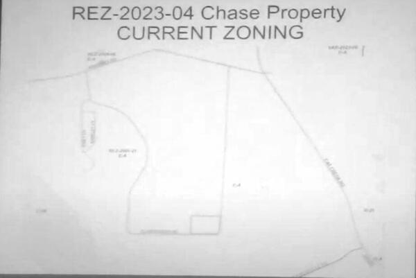 Map: REZ-2023-04 Chase Property Current Zoning, cropped, contrast stretched, grayscale