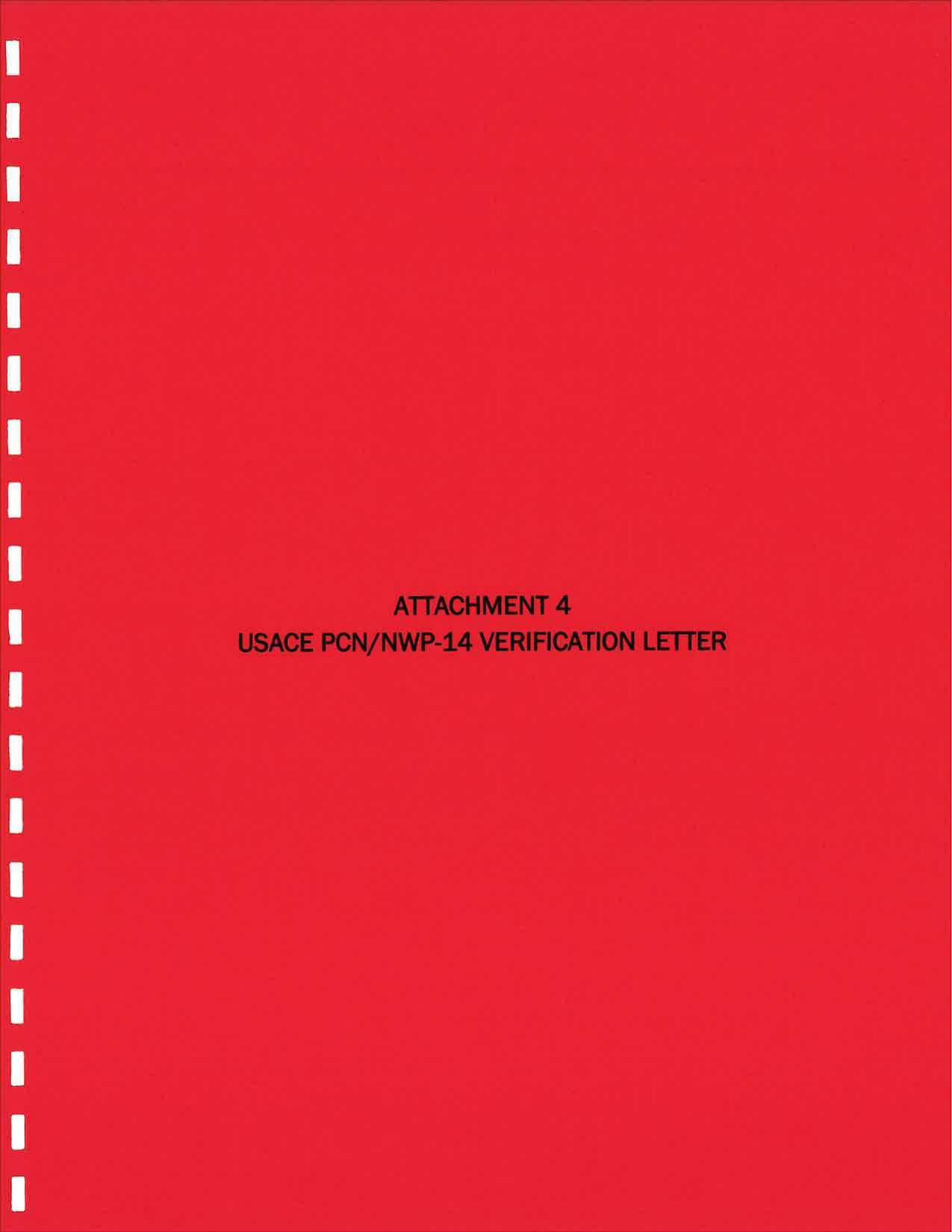 ATTACHMENT 4 USACE PCN/NWP-14 VERIFICATION LETTER