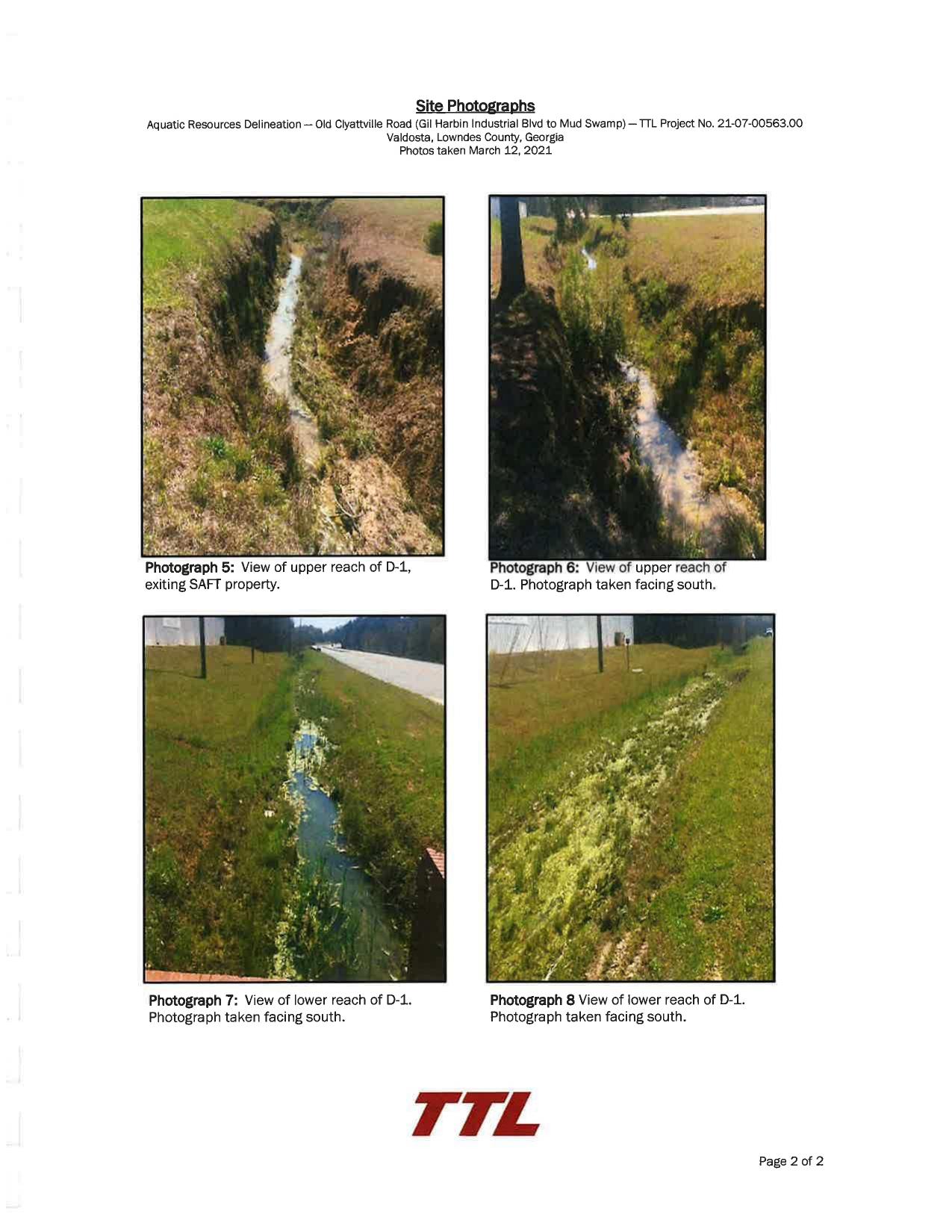 Photograph 6: View of upper reach of D-1. Photograph taken facing south. Photograph 8 View of lower reach of D-1.