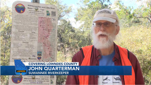 [Suwannee Riverkeeper on WALB TV, Langdale Park Boat Ramp, Withlacoochee River 2023-10-19]