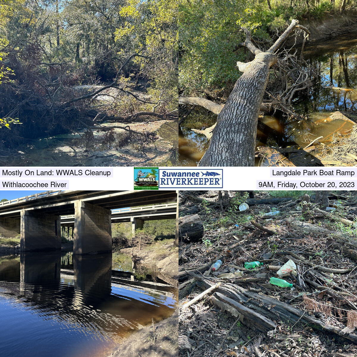 [Deadfalls, bridge, and trash, Withlacoochee River, Langdale Park]