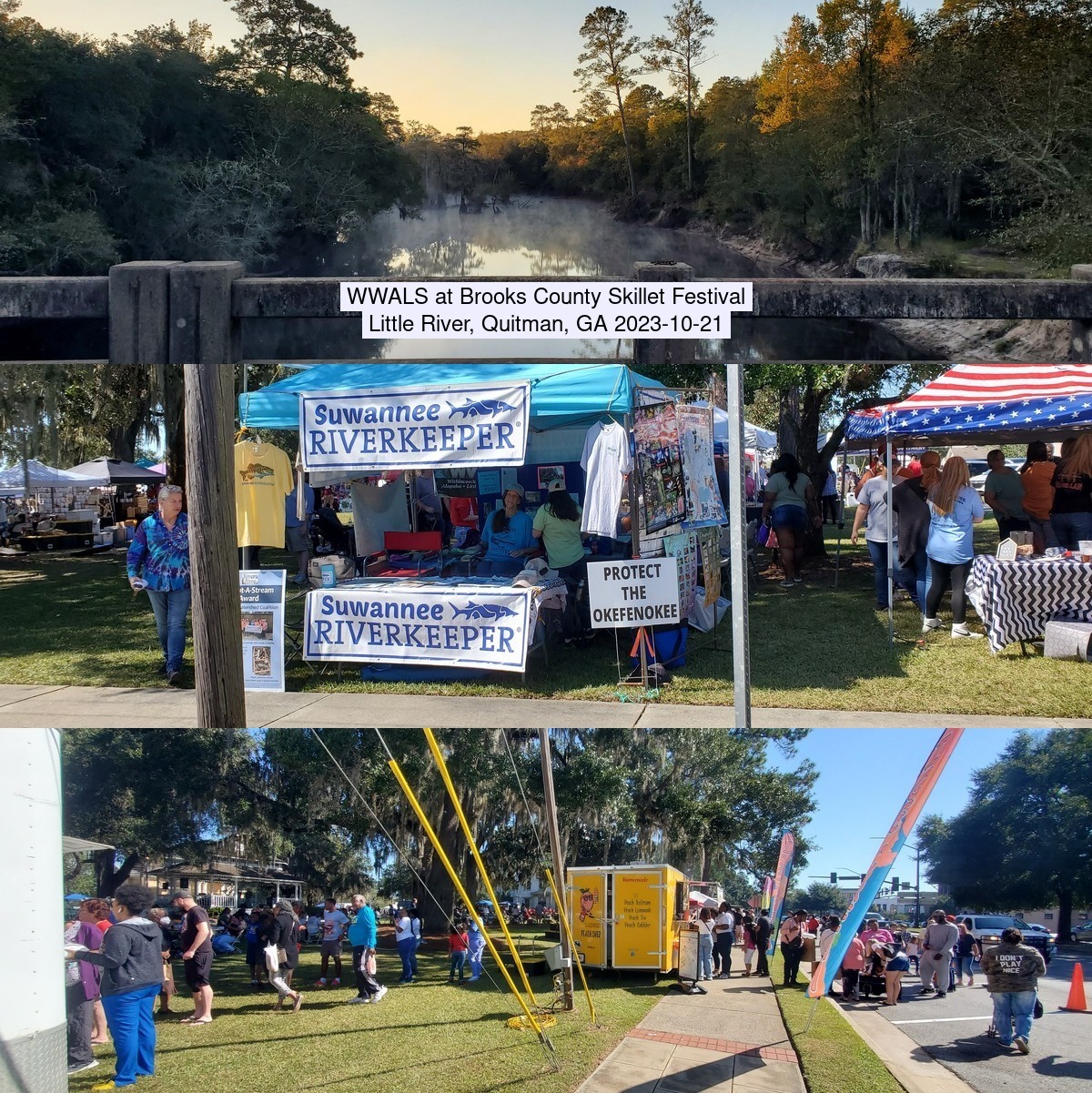 [Fog on the Little River at Miller Bridge, WWALS Booth, Skillet Festival 2022-10-15]