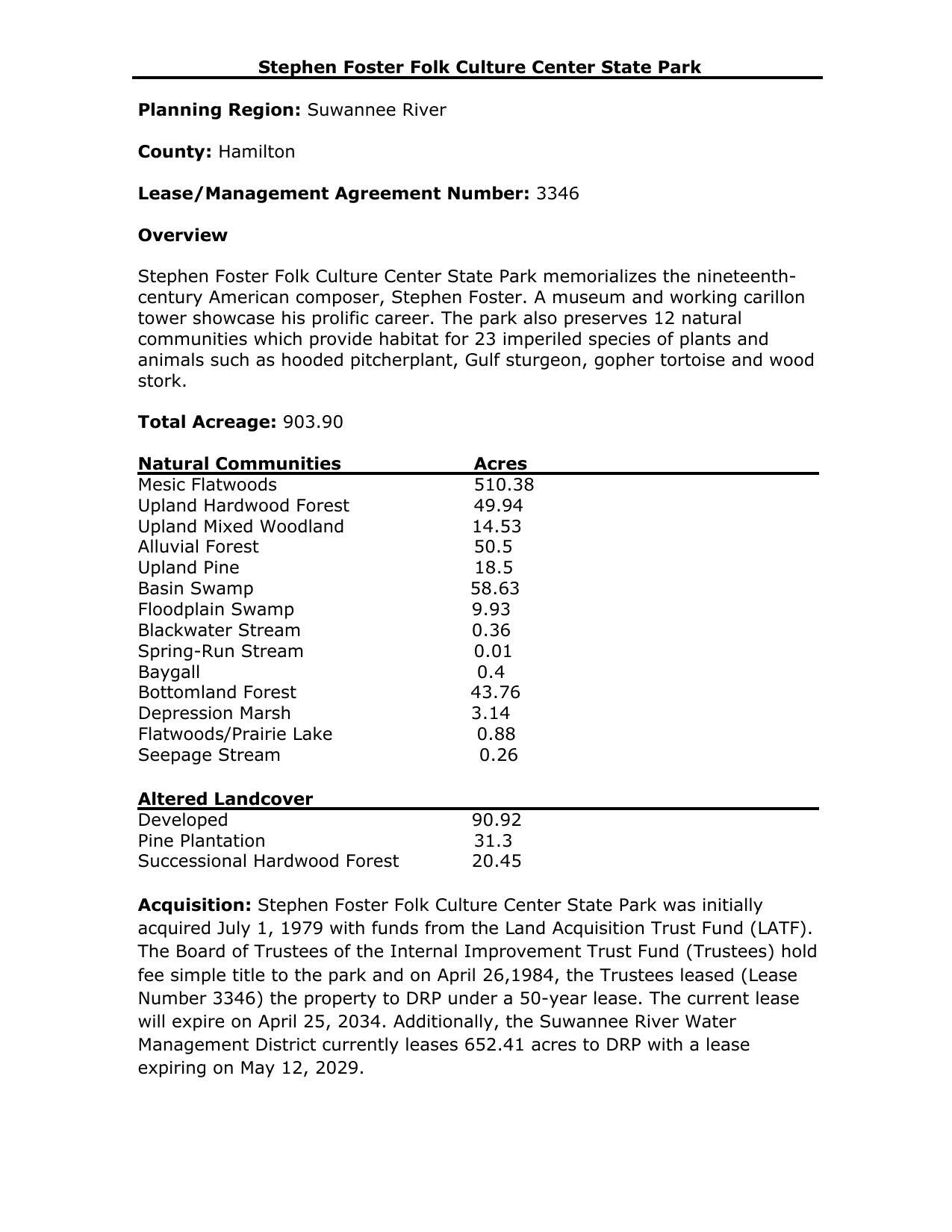 Stephen Foster Executive Summary Page 1