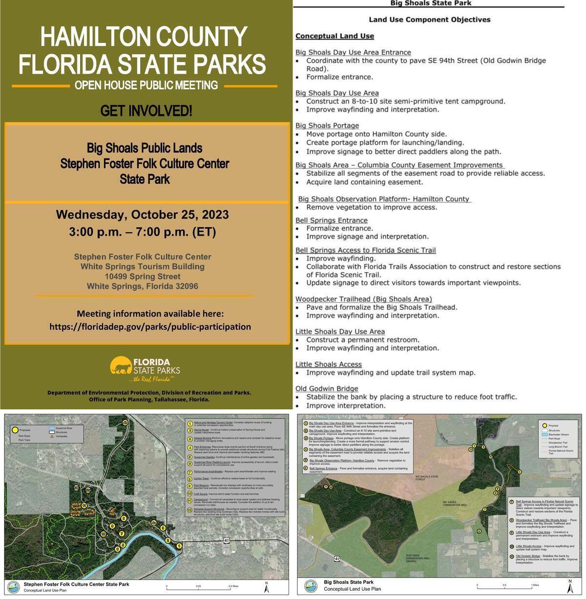 [Maps and Flyer, Hamilton County Parks Meeting, Big Shoals State Park 2023-10-25]