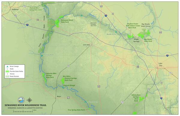 Suwannee, Hamilton, and Lafayette Counties, Suwannee River Wilderness Trail Maps Page 1