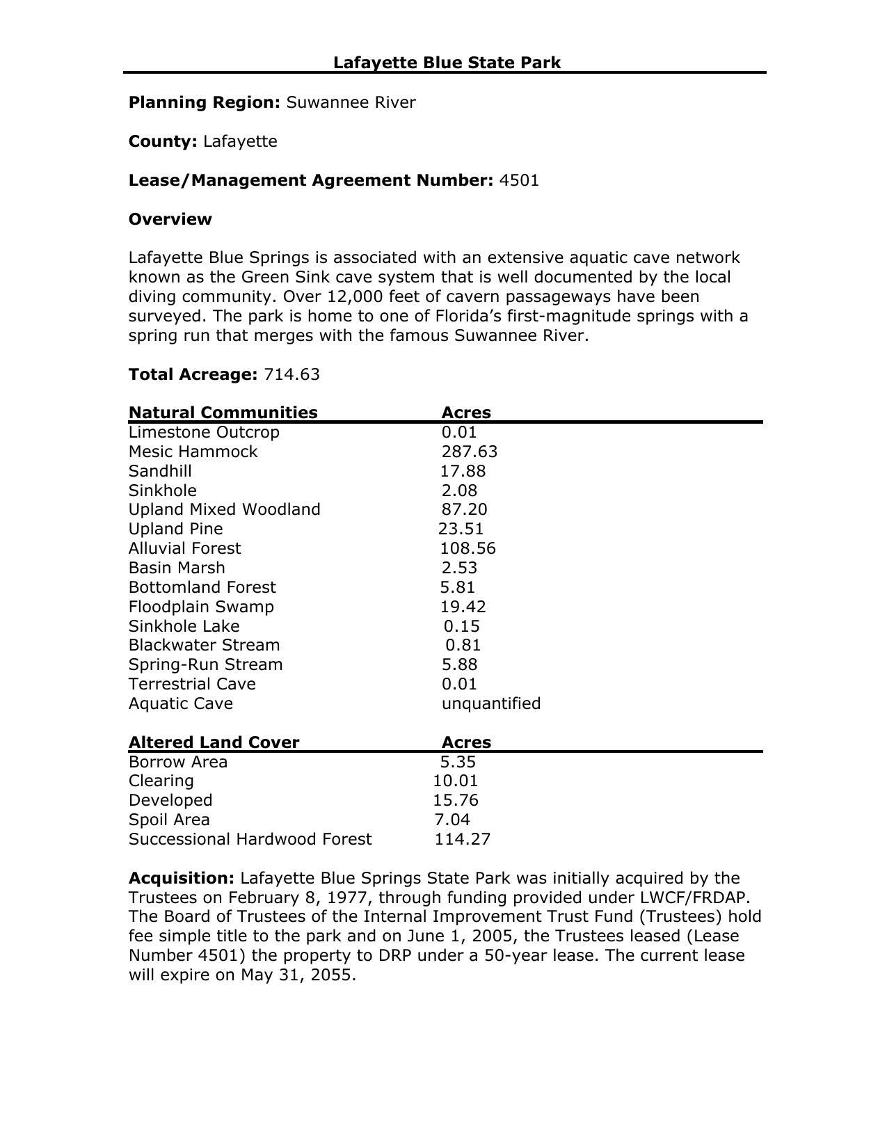 Lafayette Blue Executive Summary Page 1