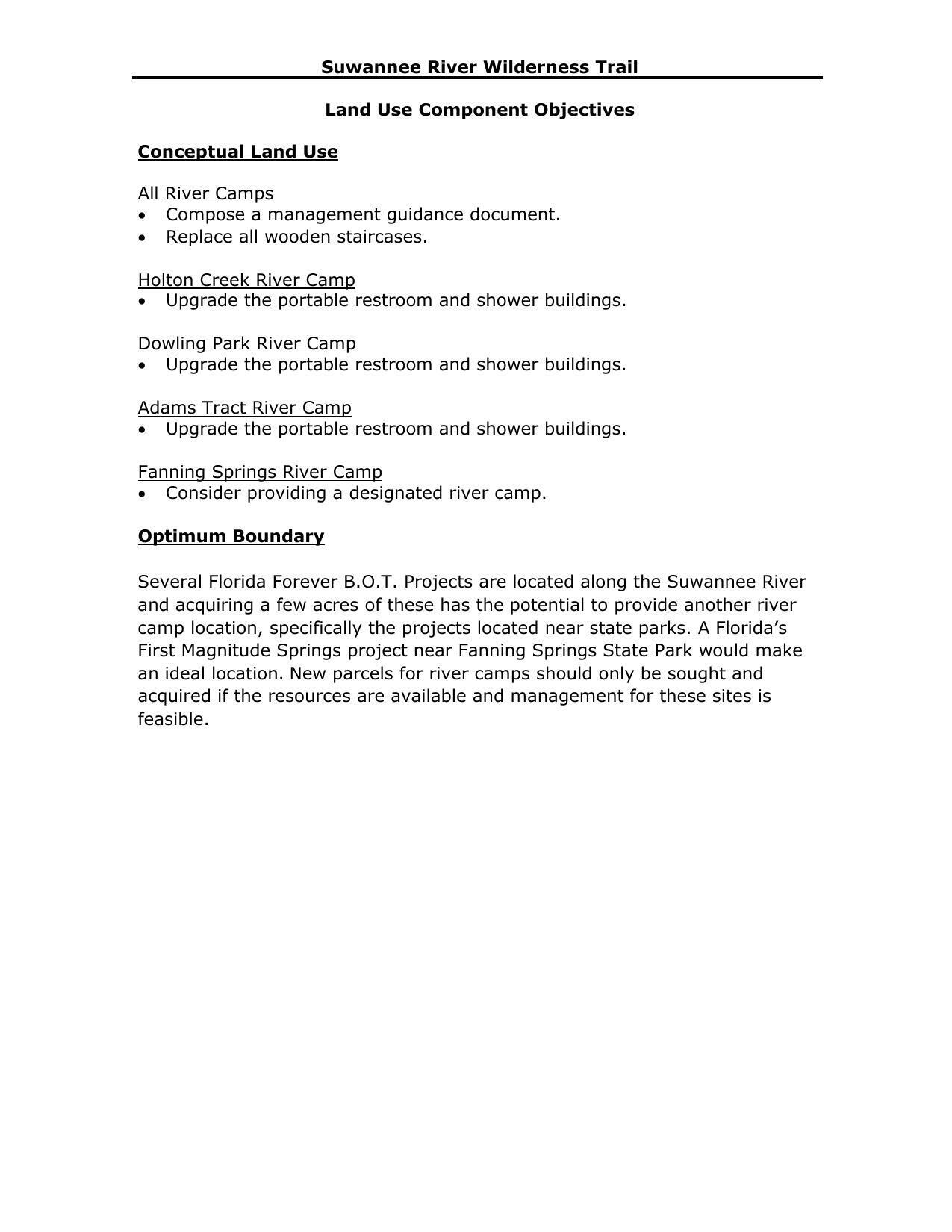 Suwannee River Wilderness Trail Executive Summary Page 2