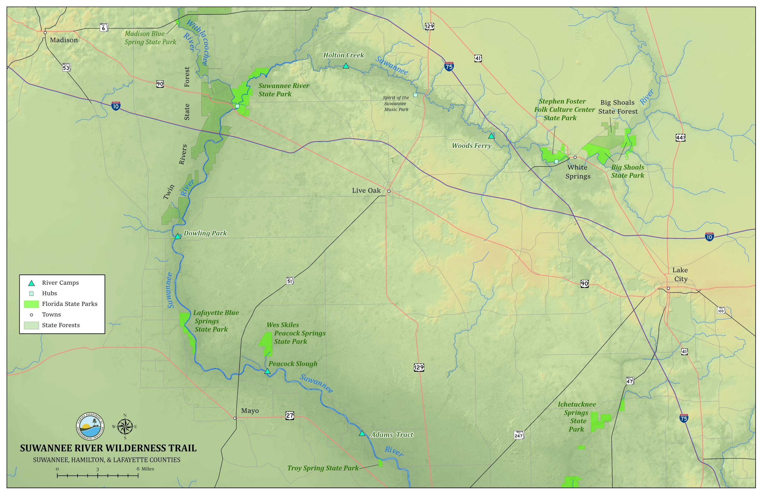 Suwannee, Hamilton, and Lafayette Counties, Suwannee River Wilderness Trail Maps Page 1