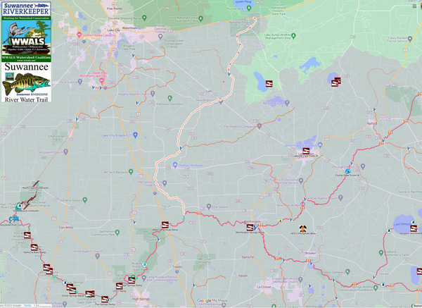 [Map: Olustee Creek in the WWALS SRWT]