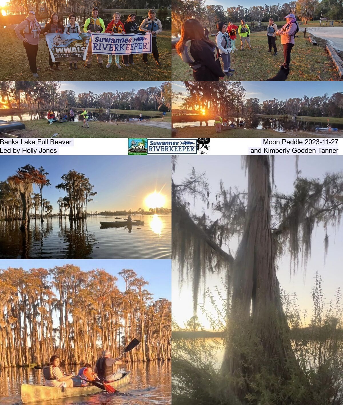 [Banners, Safety lecture, Setting off, Sunset, Bat tree @ Banks Lake Full Beaver Moon 2023-11-27]