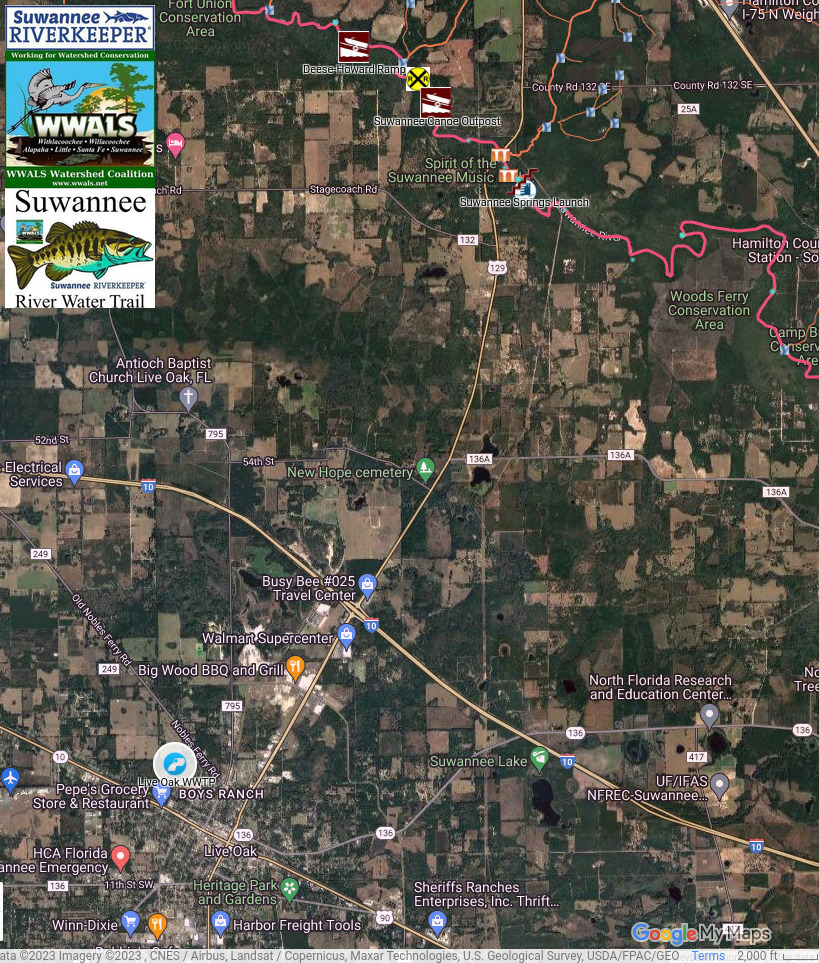 Live Oak WWTP and Suwannee River in SRWT