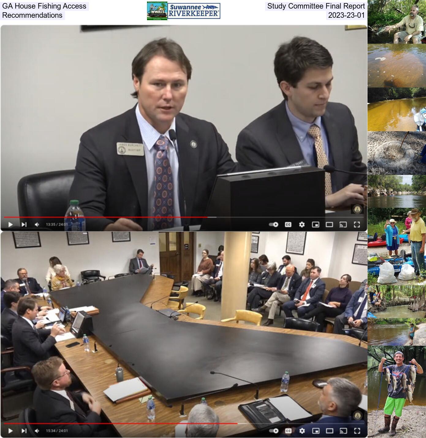 [Chair Rep. James Burchett and GA House Fishing Access Study Committee 2023-11-30, plus fishing, fish, boating, and trash]