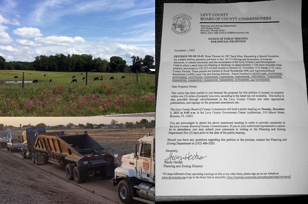 [Cows, mining trucks, and Public Notice]