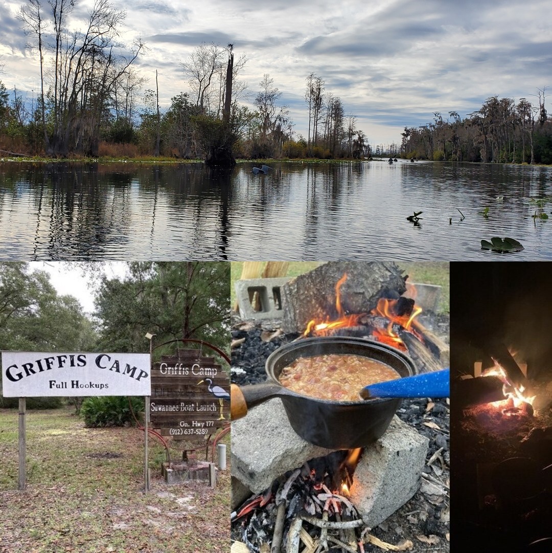 [Suwannee River, Okefenokee Swamp, Griffis Fish Camp, Campfire Cooking, Night]