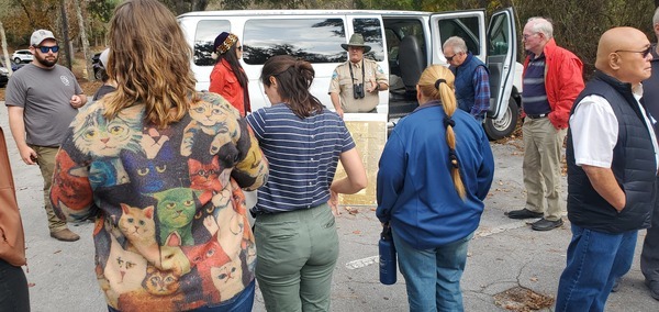 Ranger Cole explains the tour, 13:53:40, 29.9848631, -82.7628021