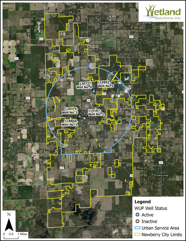 Map: Newberry water wells in SRWMD WUP 2022-12-08