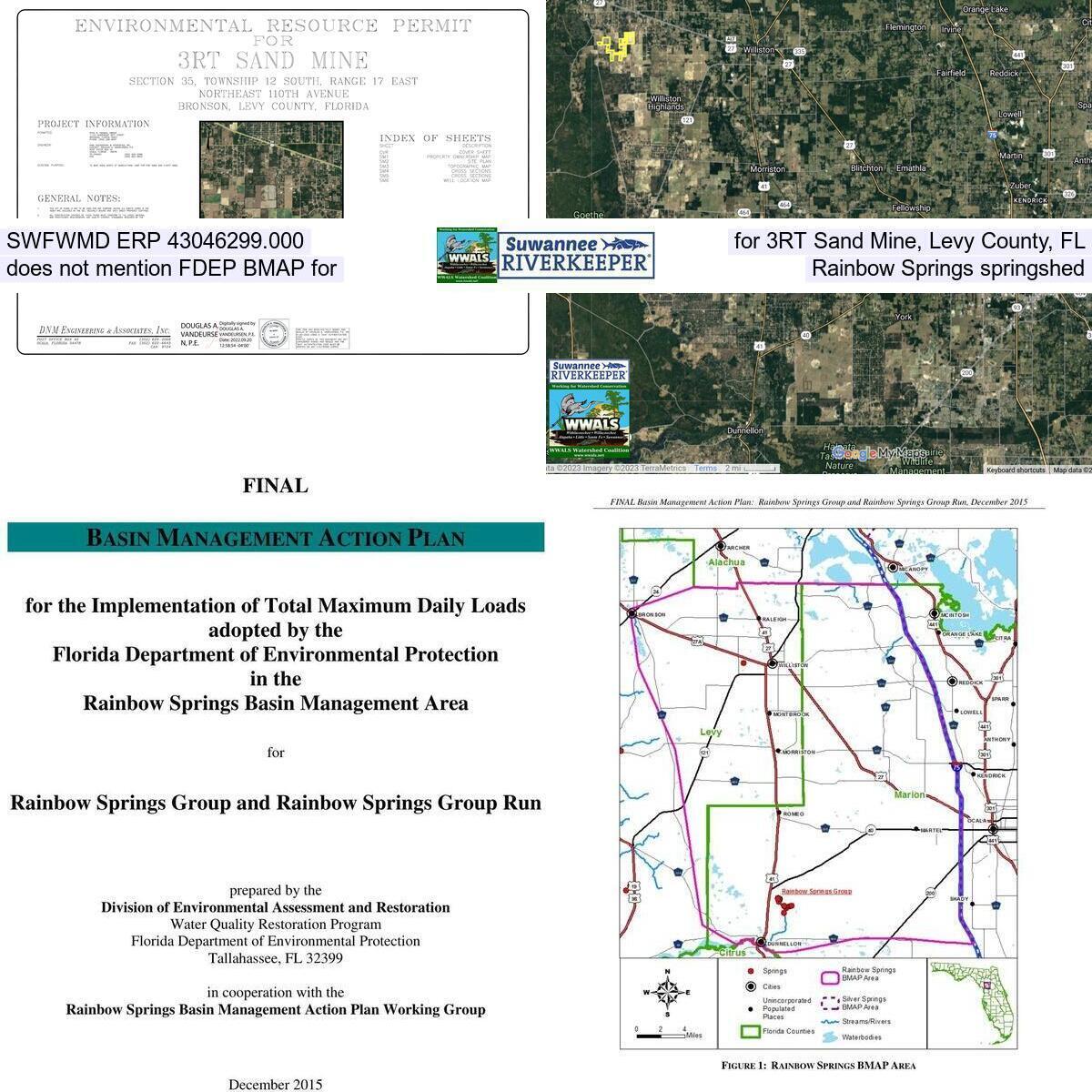 SWFWMD ERP for 3RT Sand Mine does not mention Rainbow Springs springshed