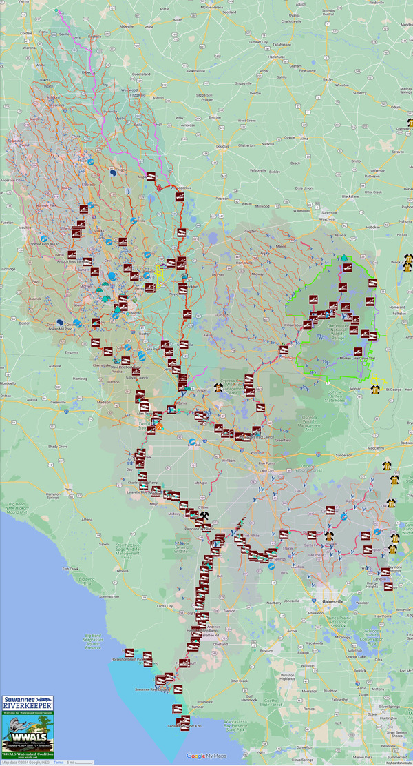 [Map: Dirty Withlacoochee and Alapaha Rivers 2024-01-11]