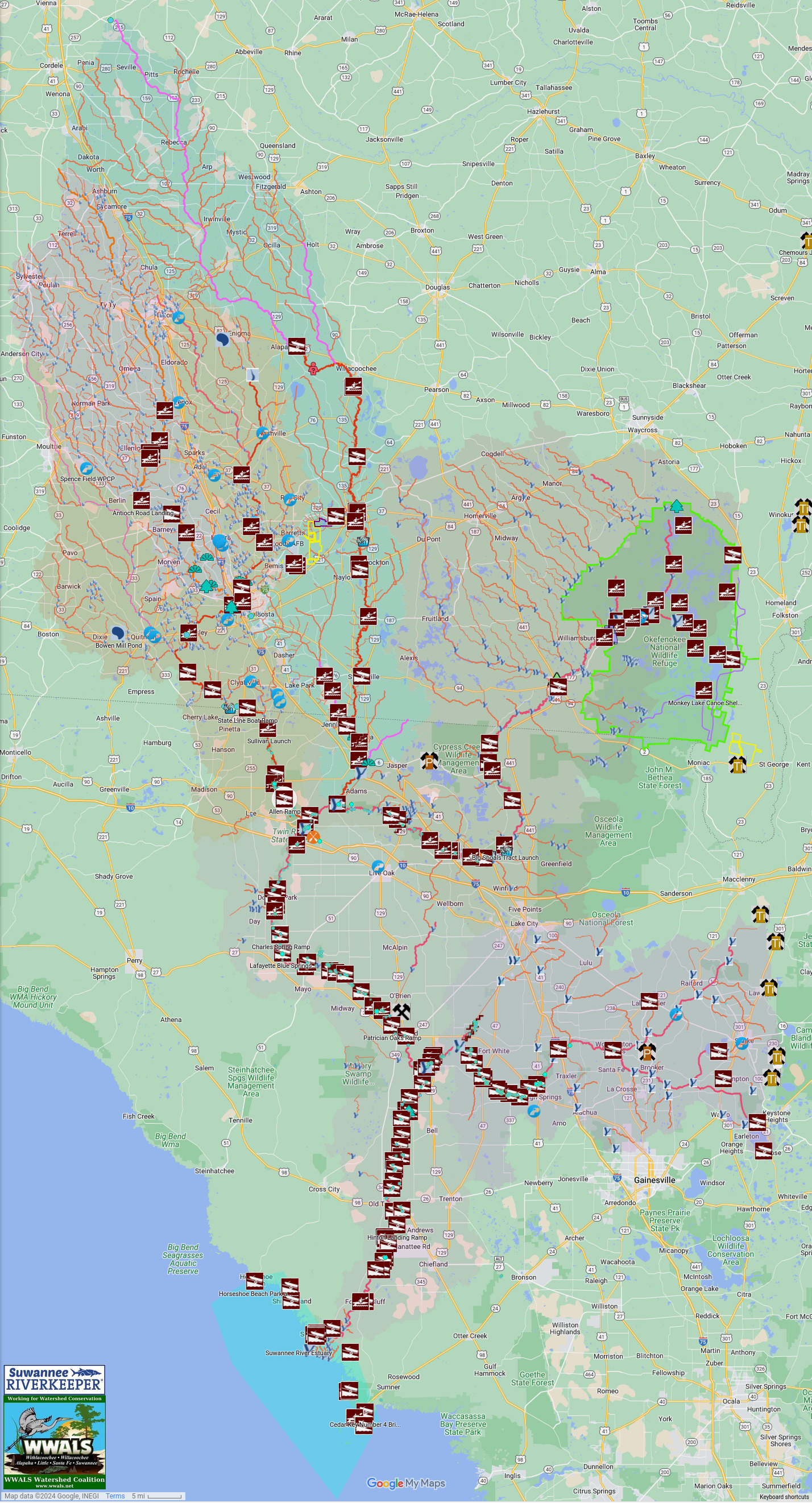 Map: Dirty Withlacoochee and Alapaha Rivers 2024-01-11