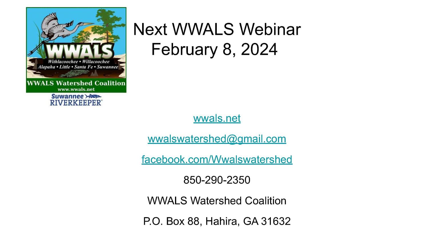 Next WWALS Webinar February 8, 2024